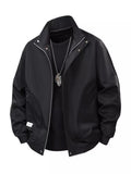 Men's Plus Size Casual Stand Collar Lightweight Bomber Jacket