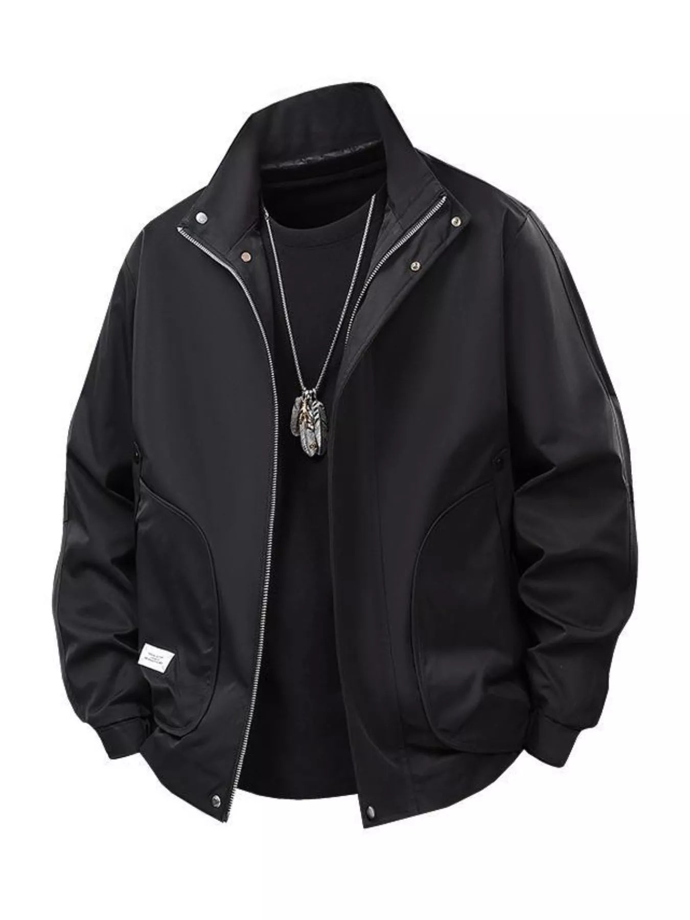 Men's Plus Size Casual Stand Collar Lightweight Bomber Jacket