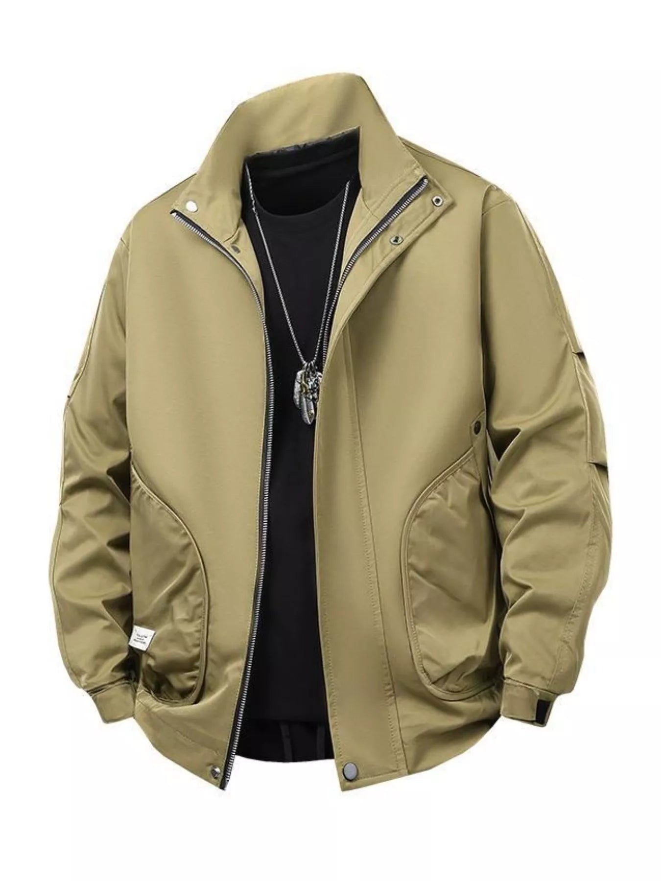 Men's Plus Size Casual Stand Collar Lightweight Bomber Jacket
