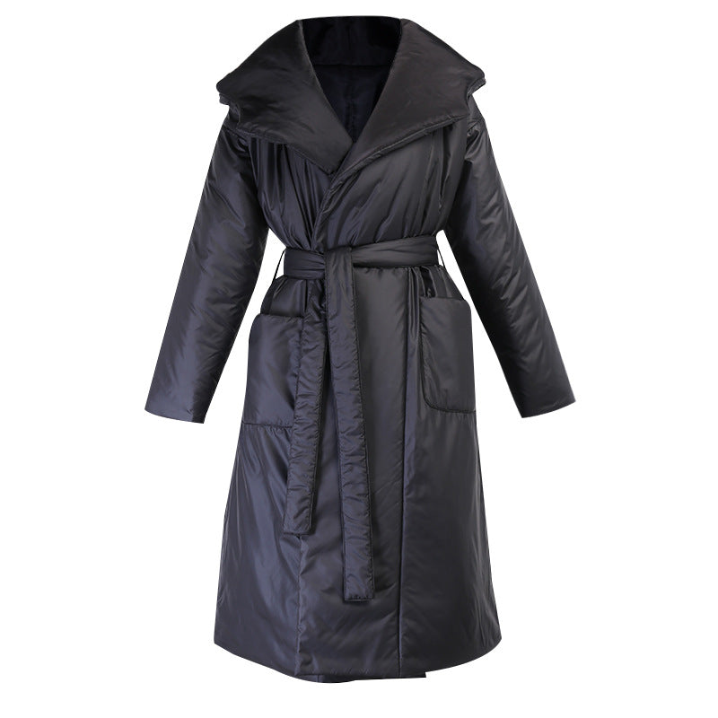 Women's Hooded Cotton-Padded Belt Jacket