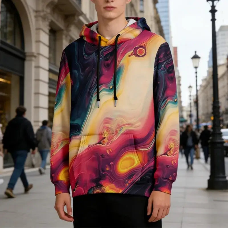  Men's Abstract Art Hoodie – Stylish Artistic Pullover Hoodie