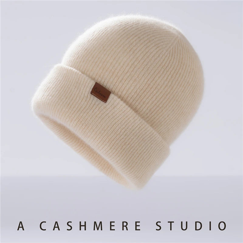 Two-Layer Thick Knit Cashmere Beanie for Men & Women