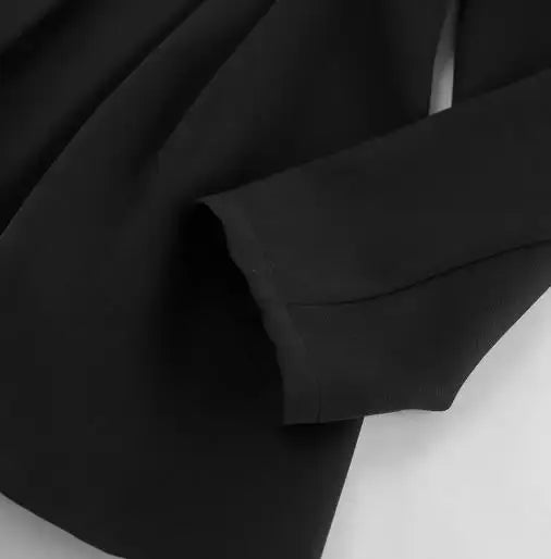 Women's Slim-Fit V-Neck Blazer Coat – Long Sleeve - Color: Black | Valid Gate