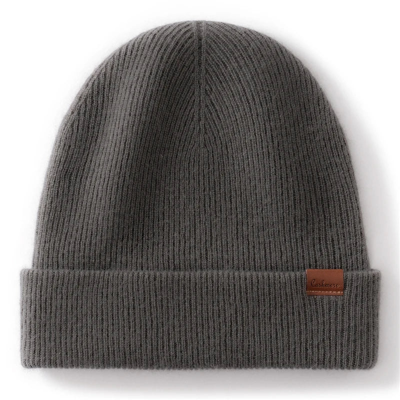 Two-Layer Thick Knit Cashmere Beanie for Men & Women