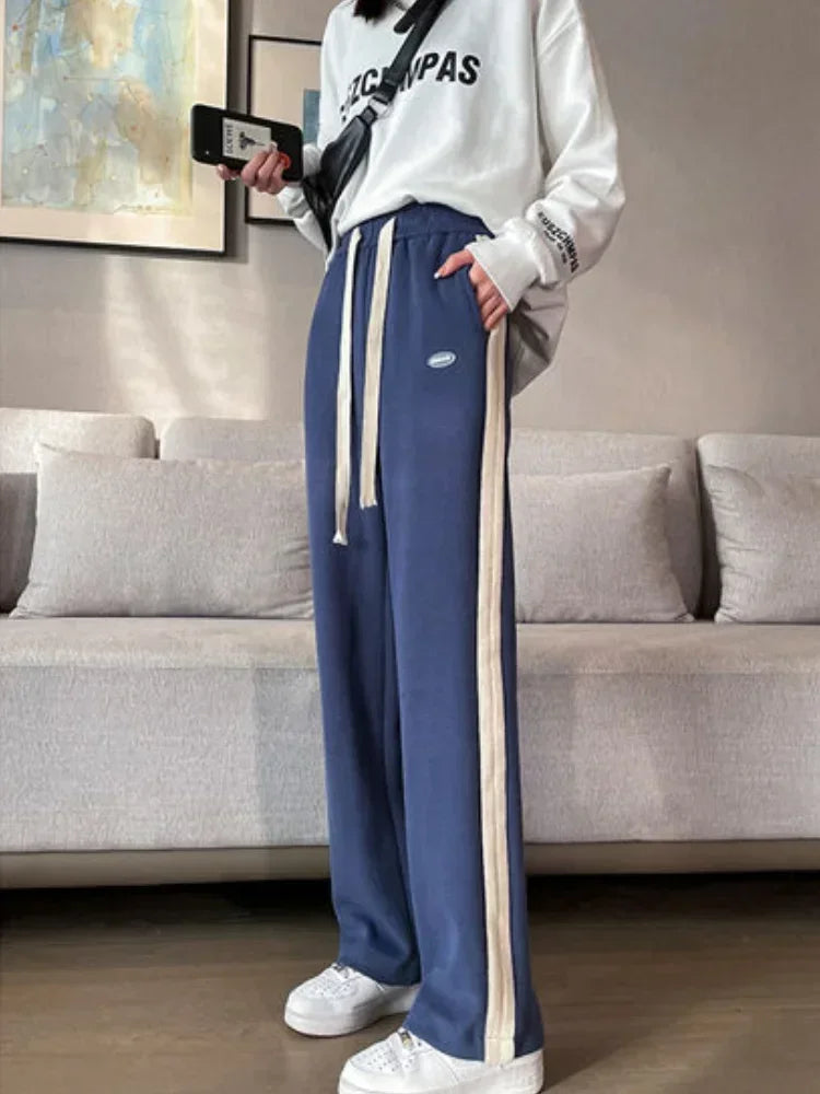 Women's Striped High-Waist Jogger Pants