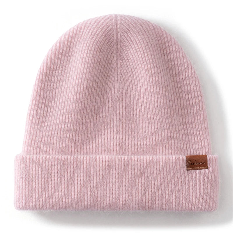 Two-Layer Thick Knit Cashmere Beanie for Men & Women
