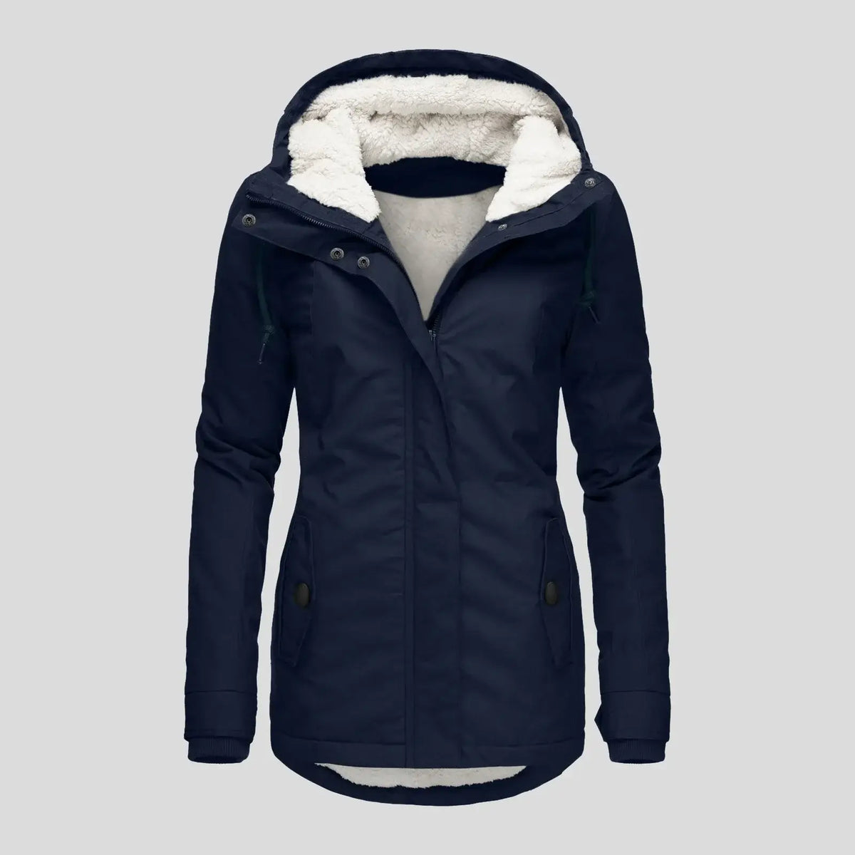 Women's Hooded Fleece Jacket – Thickened Zip-Up - Color: Navy | Valid Gate