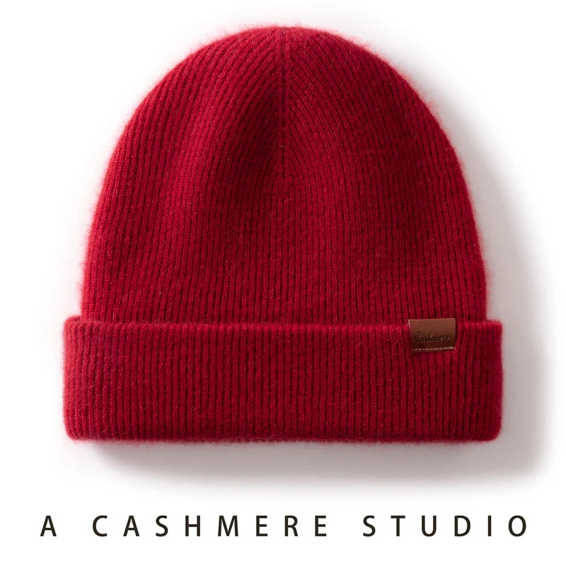 Two-Layer Thick Knit Cashmere Beanie for Men & Women