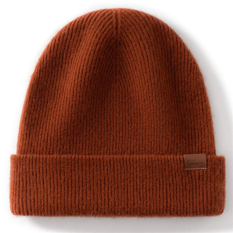 Two-Layer Thick Knit Cashmere Beanie for Men & Women