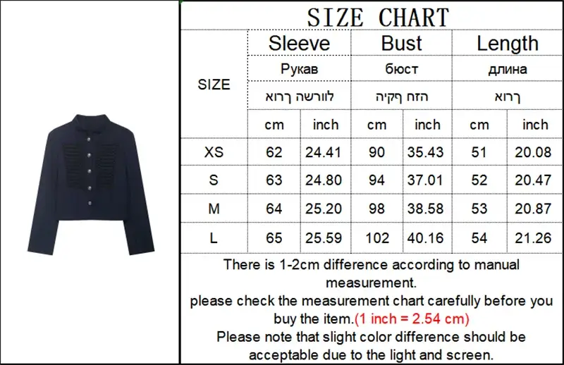 Women's Single-Breasted Short Jacket – Stand Collar - Color: Navy Blue | Valid Gate