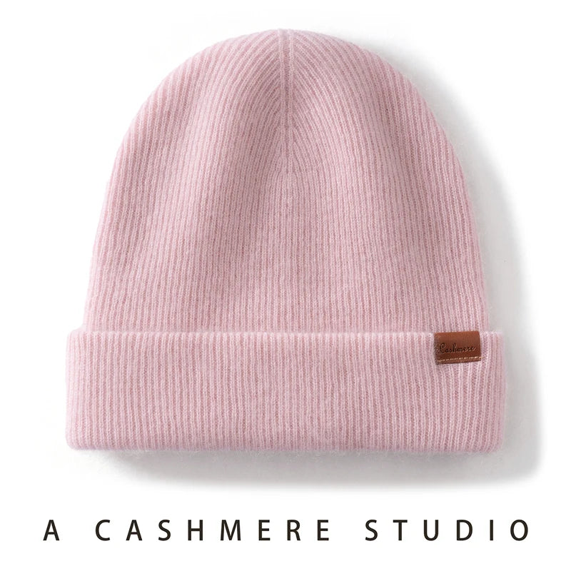 Two-Layer Thick Knit Cashmere Beanie for Men & Women