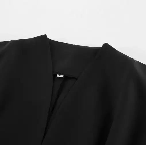 Women's Slim-Fit V-Neck Blazer Coat – Long Sleeve - Color: Black | Valid Gate
