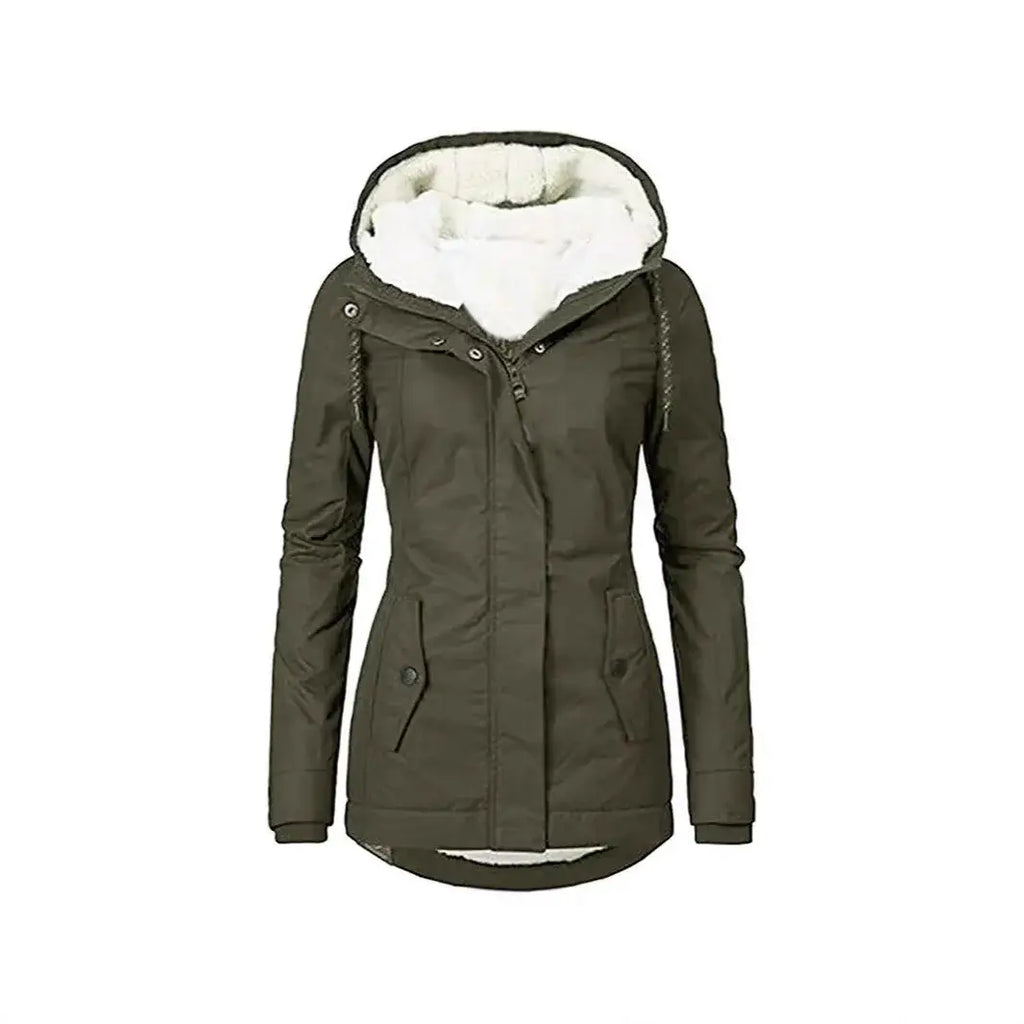 Women's Hooded Fleece Jacket – Thickened Zip-Up - Color: Brown | Valid Gate