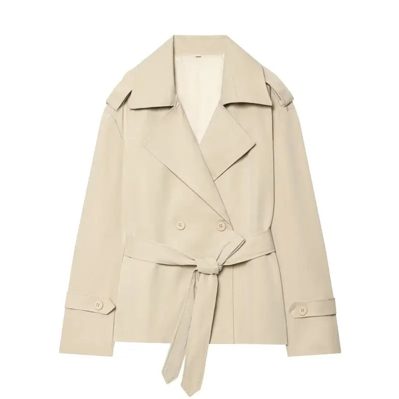 Women's Belted Trench Coat – Loose Straight Fit - Color: Beige | Valid Gate