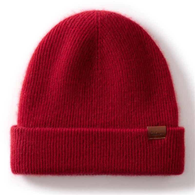 Two-Layer Thick Knit Cashmere Beanie for Men & Women