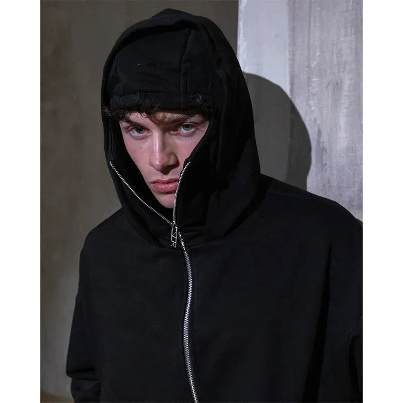 Men's Balaclava Zip Hoodie – Winter Warm Face Mask Jacket