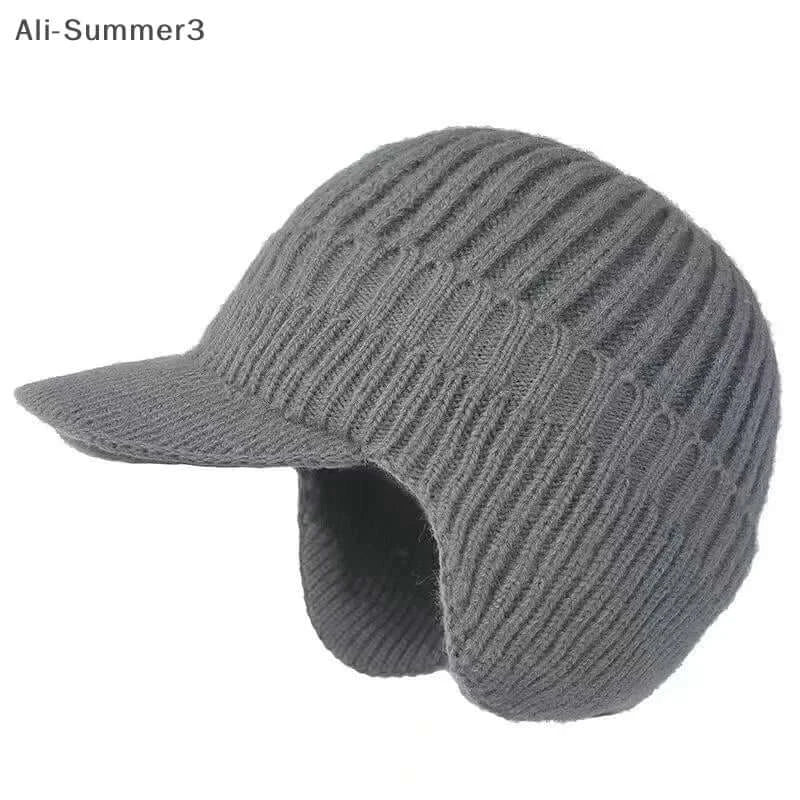 Winter Knit Beanie with Ear Flap – Fleece Lined Brim Cap - Color: Beige | Valid Gate