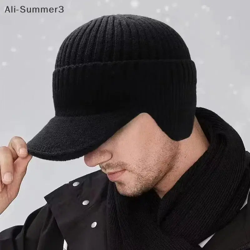 Winter Knit Beanie with Ear Flap – Fleece Lined Brim Cap - Color: Beige | Valid Gate