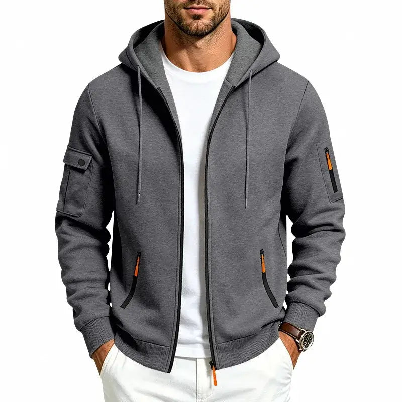 Men's Heavyweight Zip Hoodie – Thick Casual Full-Zip Sweatshirt