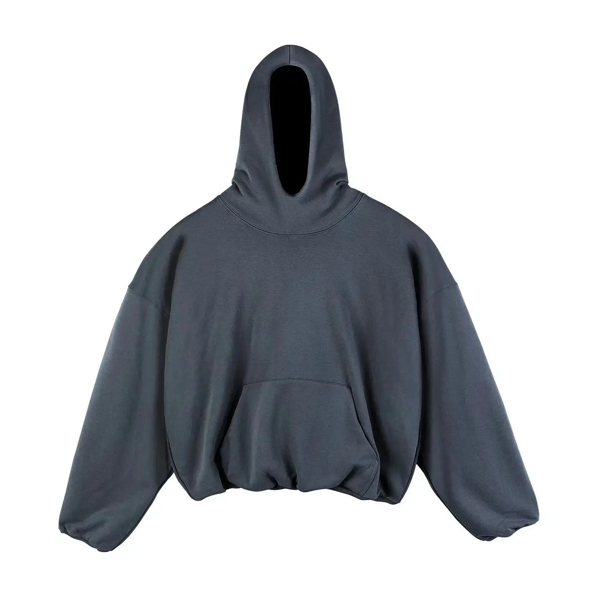 Oversized hip hop hoodie in dark gray, featuring a baggy design and front pocket, perfect for urban streetwear style.