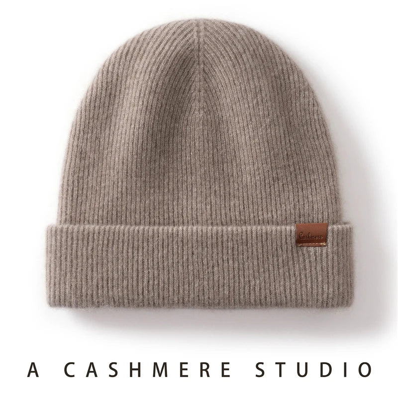 Two-Layer Thick Knit Cashmere Beanie for Men & Women