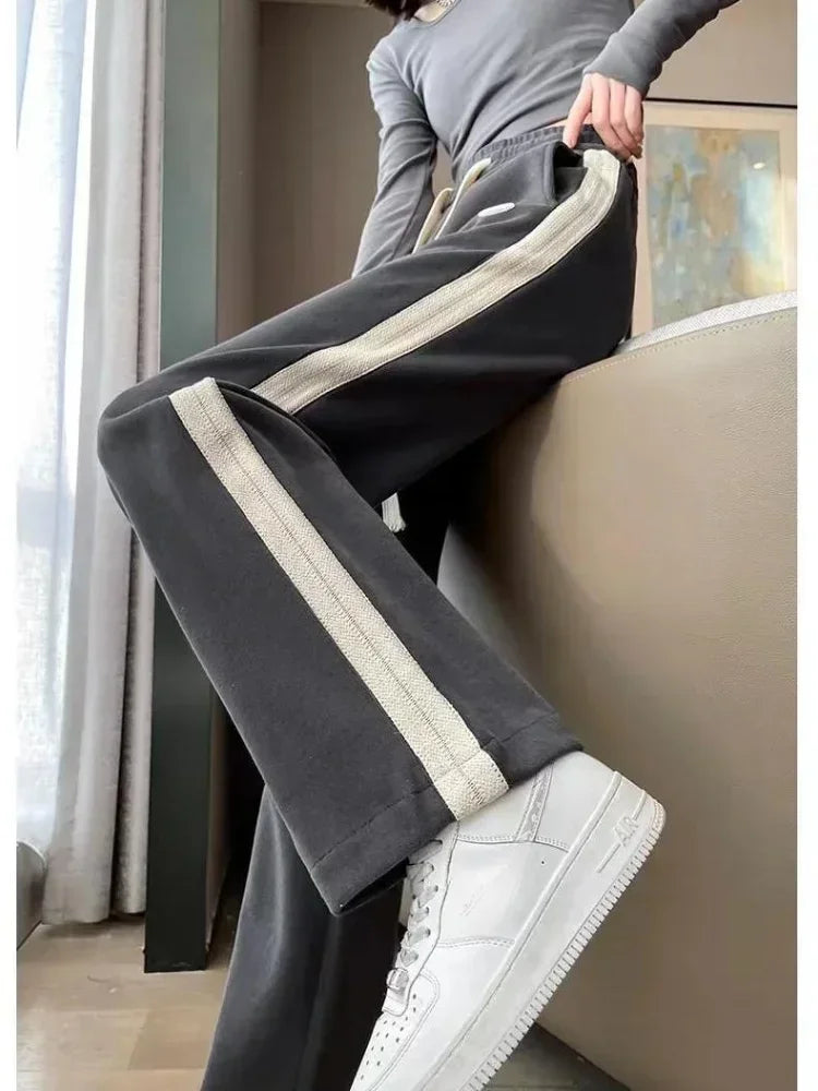 Women's Striped High-Waist Jogger Pants