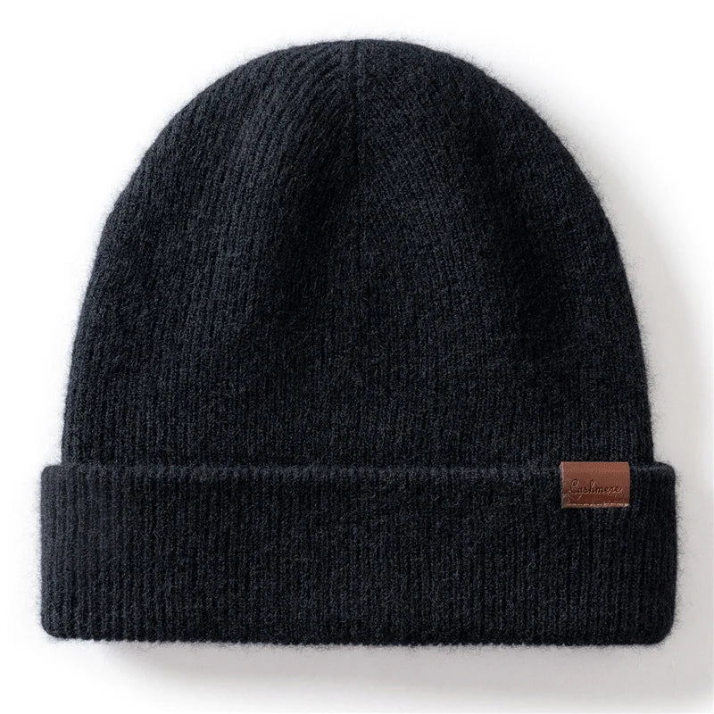 Two-Layer Thick Knit Cashmere Beanie for Men & Women