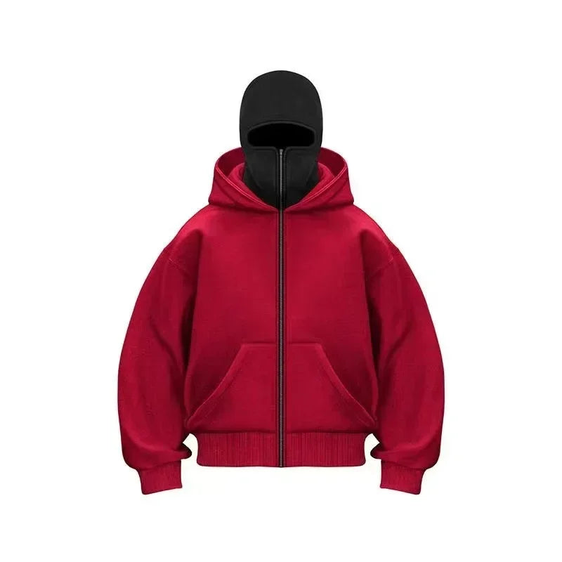 Men's Balaclava Zip Hoodie – Winter Warm Face Mask Jacket
