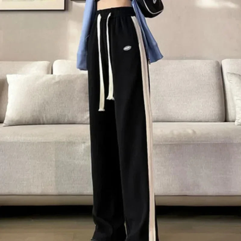 Women's Striped High-Waist Jogger Pants