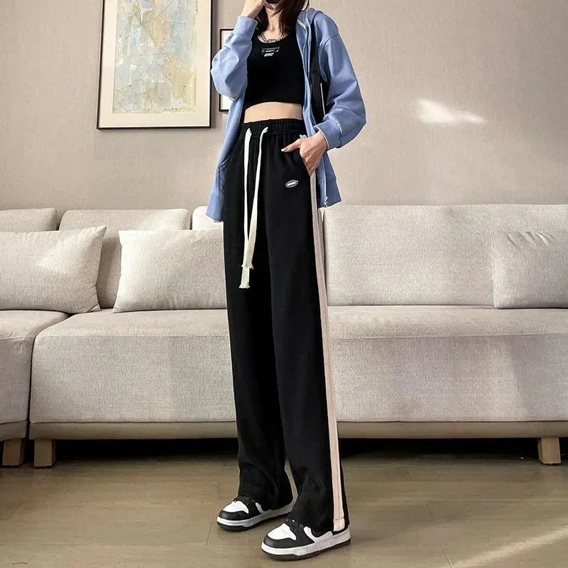Women's Striped High-Waist Jogger Pants