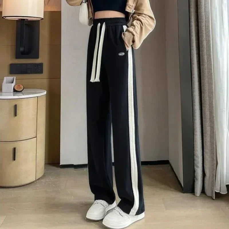 Women's Striped High-Waist Jogger Pants