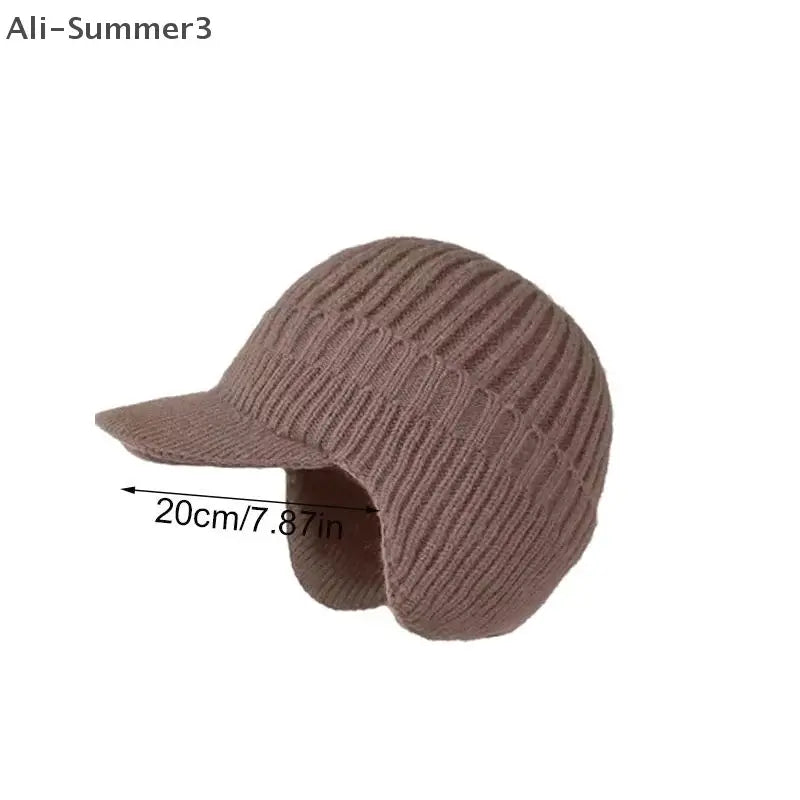 Winter Knit Beanie with Ear Flap – Fleece Lined Brim Cap - Color: Beige | Valid Gate