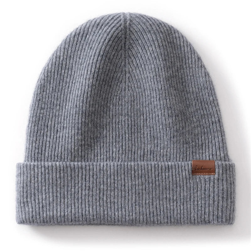 Two-Layer Thick Knit Cashmere Beanie for Men & Women