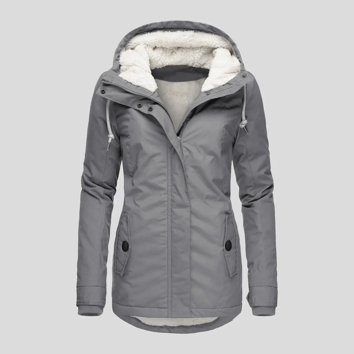 Women's Hooded Fleece Jacket – Thickened Zip-Up - Color: Gray | Valid Gate