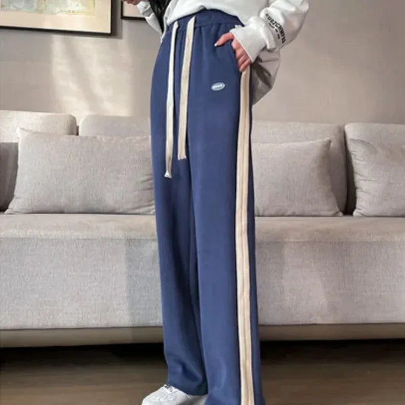 Women's Striped High-Waist Jogger Pants