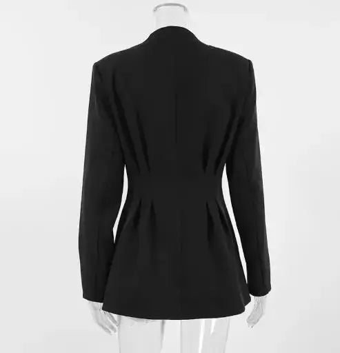 Women's Slim-Fit V-Neck Blazer Coat – Long Sleeve - Color: Black | Valid Gate