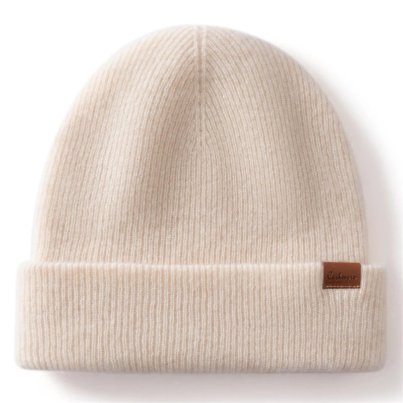 Two-Layer Thick Knit Cashmere Beanie for Men & Women