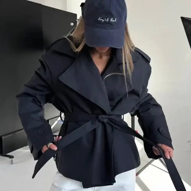 Women's Belted Trench Coat – Loose Straight Fit - Color: Khaki | Valid Gate
