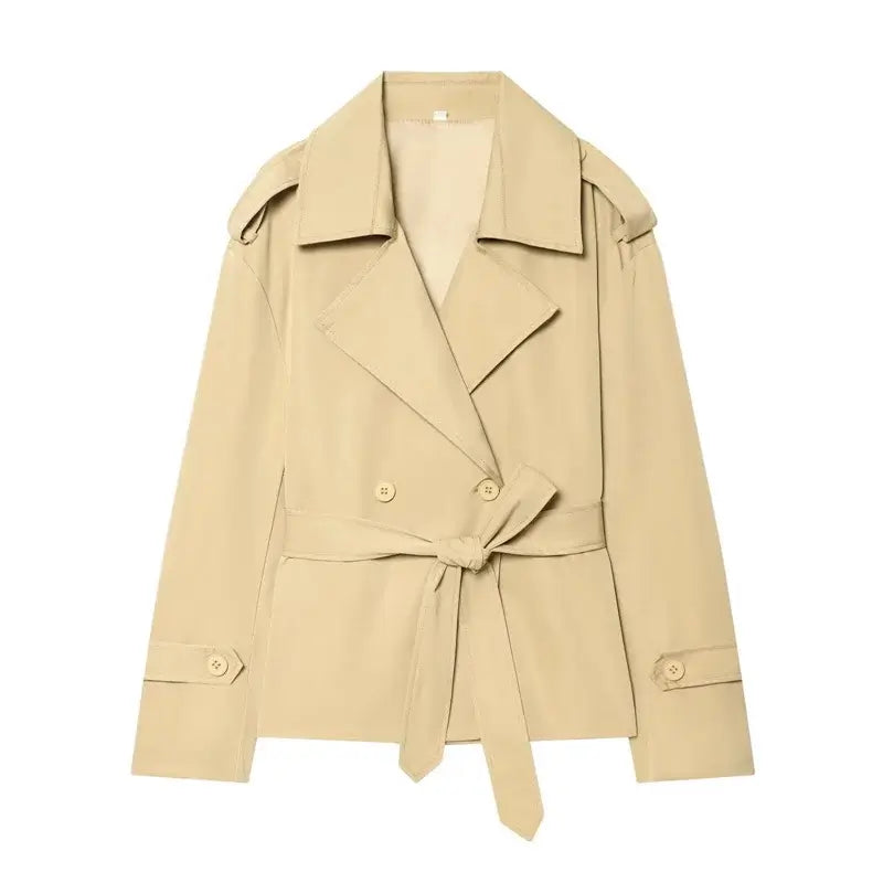 Women's Belted Trench Coat – Loose Straight Fit - Color: Khaki | Valid Gate