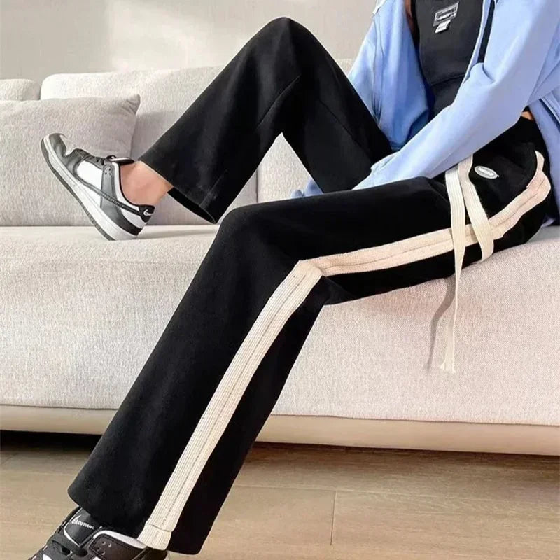 Women's Striped High-Waist Jogger Pants