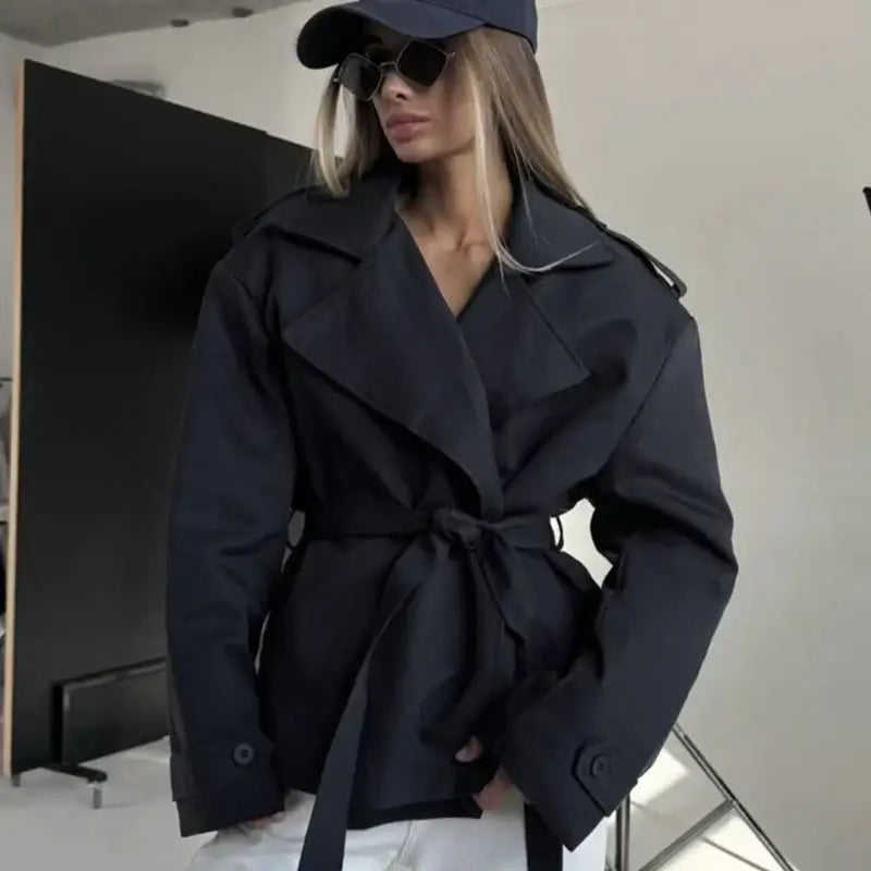 Women's Belted Trench Coat – Loose Straight Fit - Color: Khaki | Valid Gate