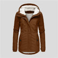 Women's Hooded Fleece Jacket – Thickened Zip-Up - Color: Brown | Valid Gate