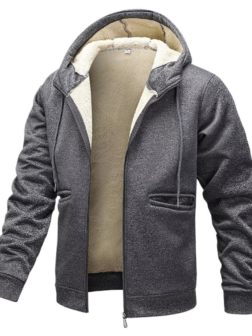 Men's Full Size Warm Fleece Lined Zip-Up Hoodie Plus Size