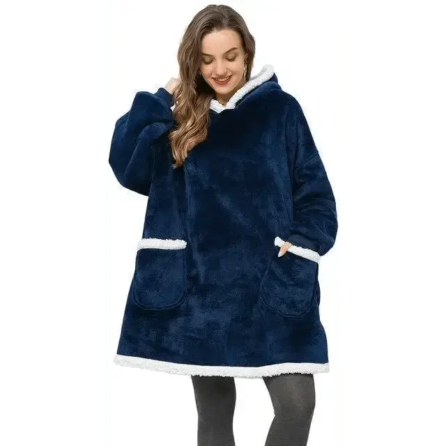 Oversized Fleece Blanket Hoodie – Cozy Plush Sweatshirt for Women & Men - Color: Blue | Valid Gate