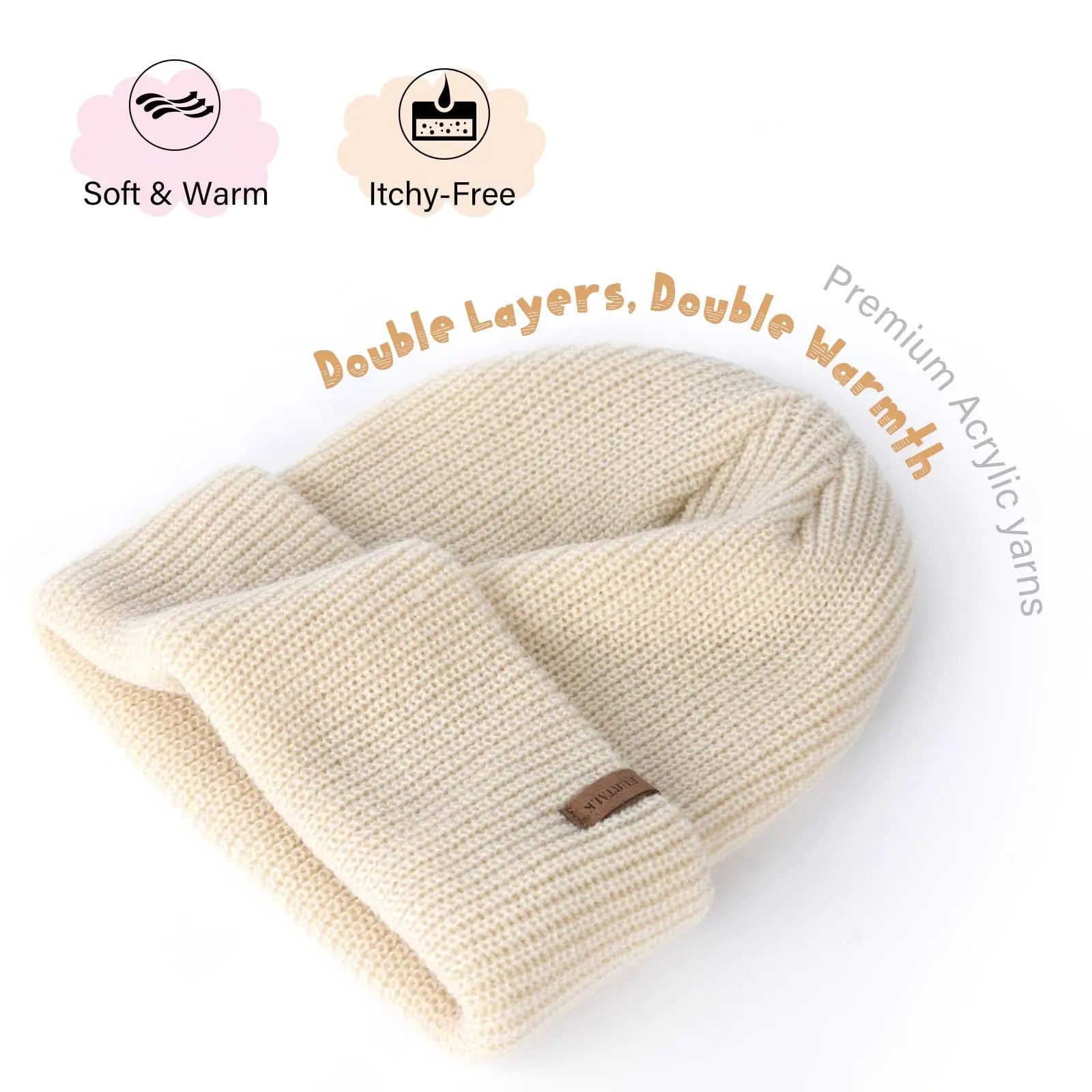 FURTALK Toddler Beanie Baby Boys Girls Beanies Kids Winter Hats Children Knit Warm Caps 3-8 Years Beige+pink+caramel - # BOAA21910001