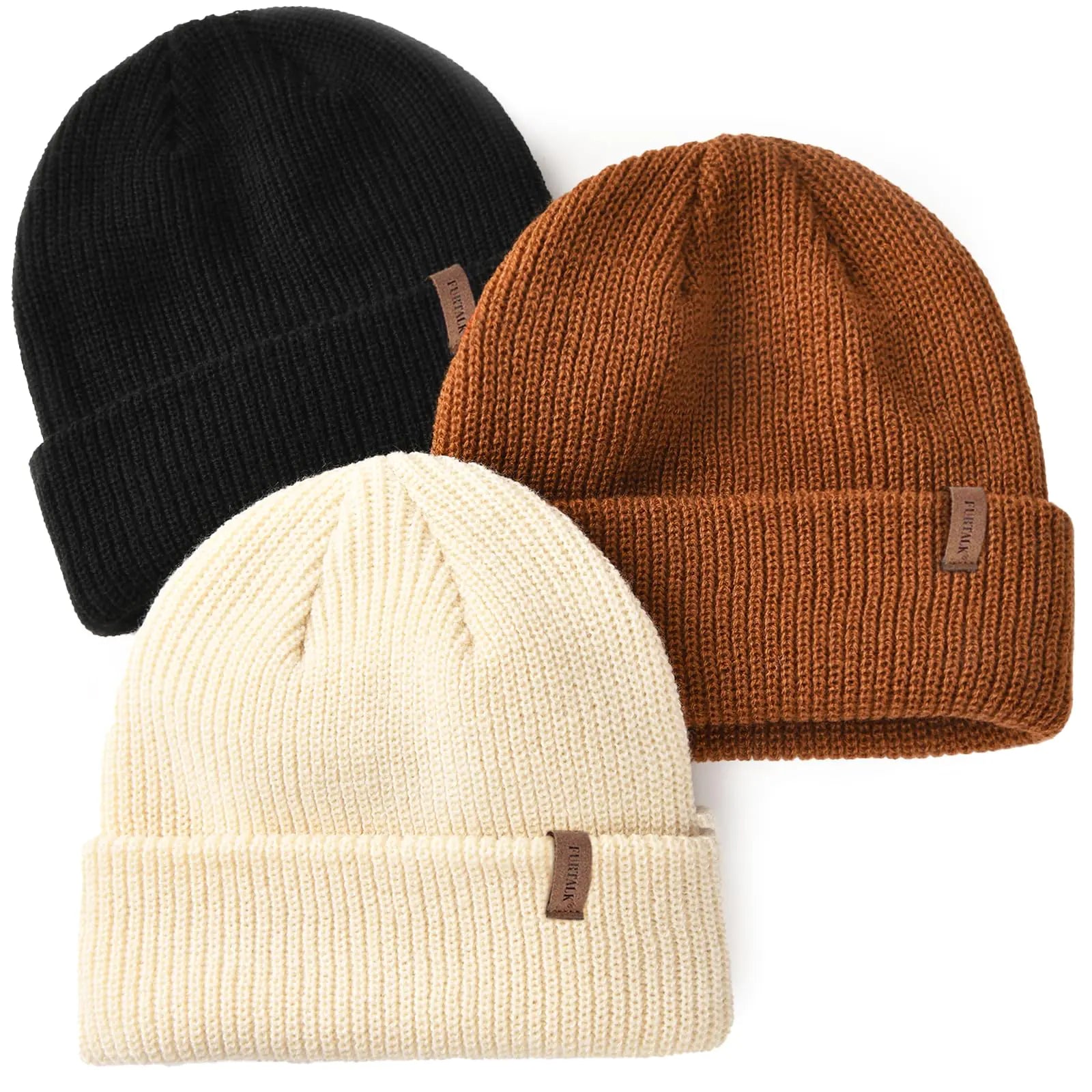 FURTALK Toddler Beanie Baby Boys Girls Beanies Kids Winter Hats Children Knit Warm Caps 3-8 Years Beige+pink+caramel - # BOAA21910001